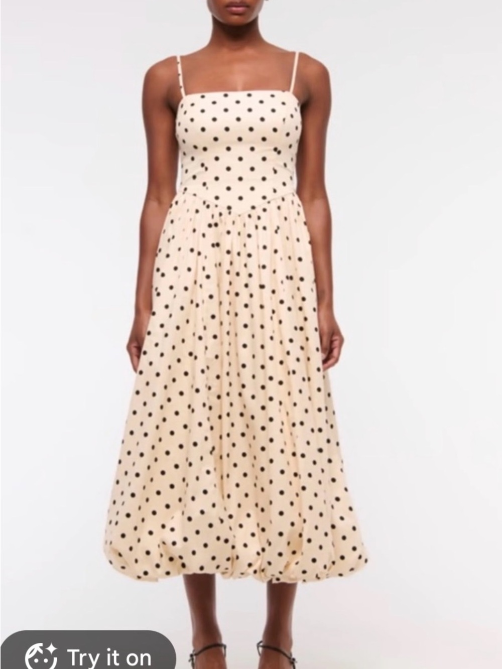 Abercrombie & Fitch Dipped-Waist Bubble Hem Midi Dress - Polka Dot